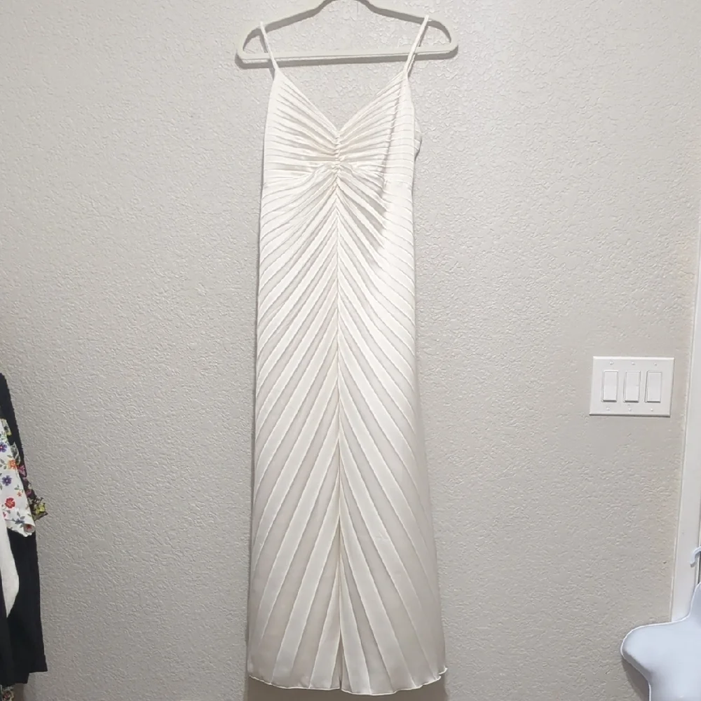 Abercrombie & Fitch Ivory Pleated Slip Maxi Dress